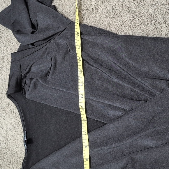 EXPRESS Satin Black Flutter Sleeve Wrap Front Bodysuit Women's Size Small - Picture 11 of 13